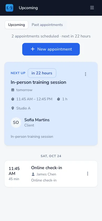 Schedule sessions in a few clicks