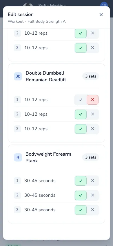 See every workout your clients log